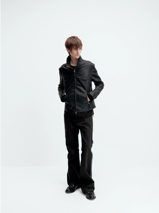 Leather Side Patchwork Flare Pants
