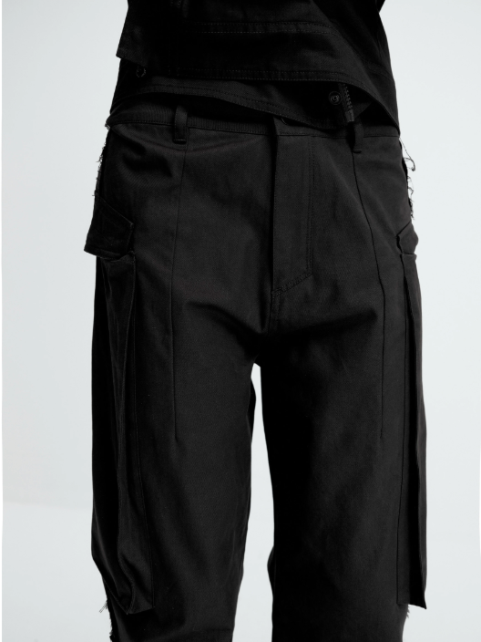 Stitching straight-leg cargo pants
