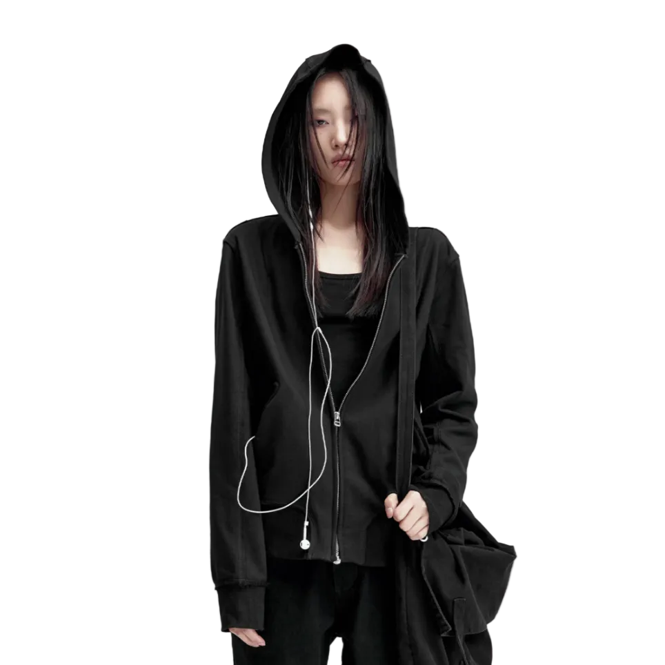 Back-stitched zipper hoodie