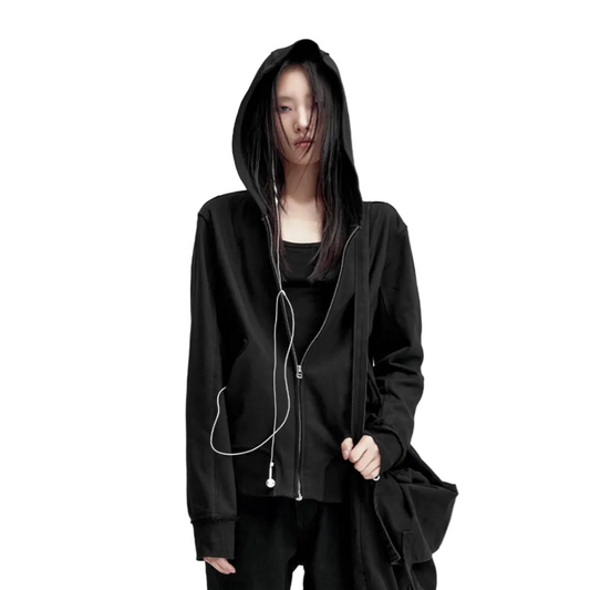 Back-stitched zipper hoodie