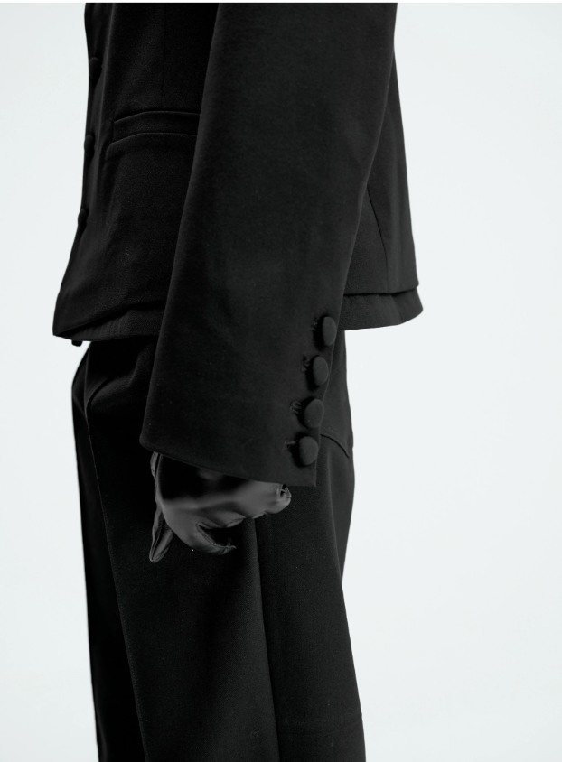 Double-layer buttoned wool jacket