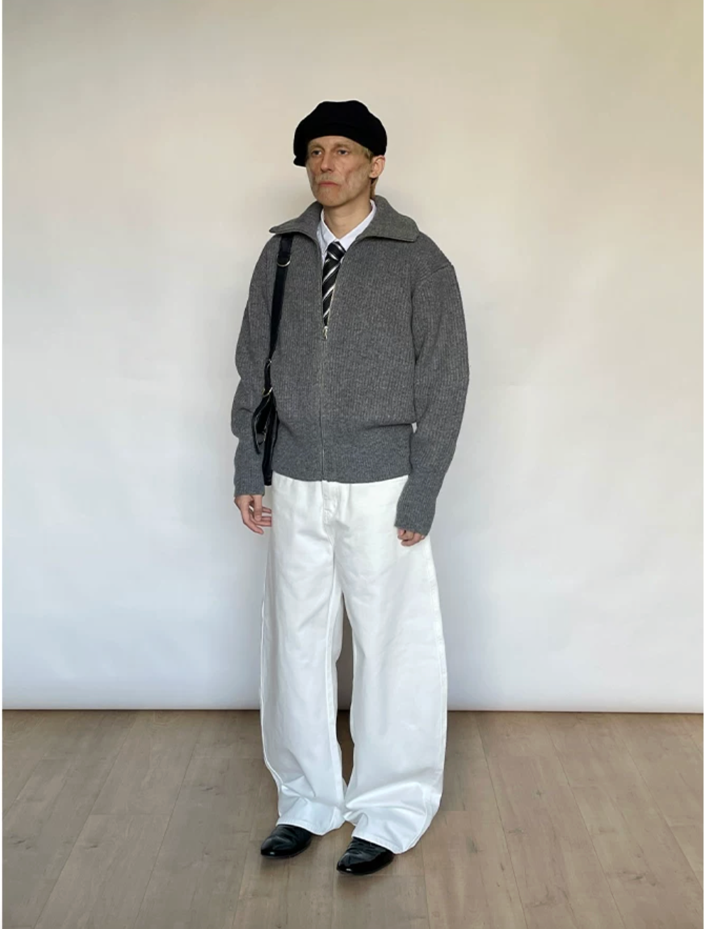 Wool lazy zip knit sweater