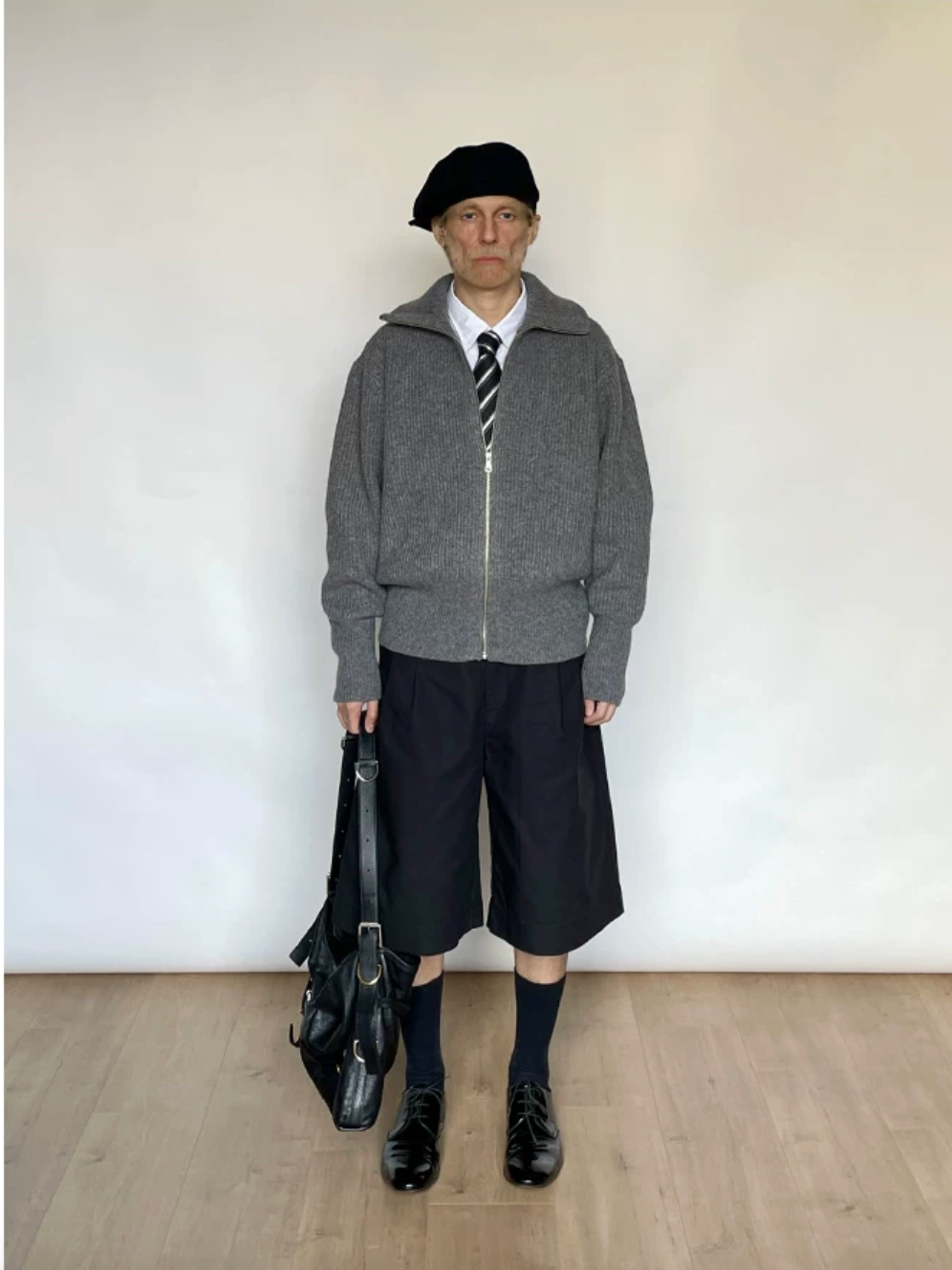 Wool lazy zip knit sweater