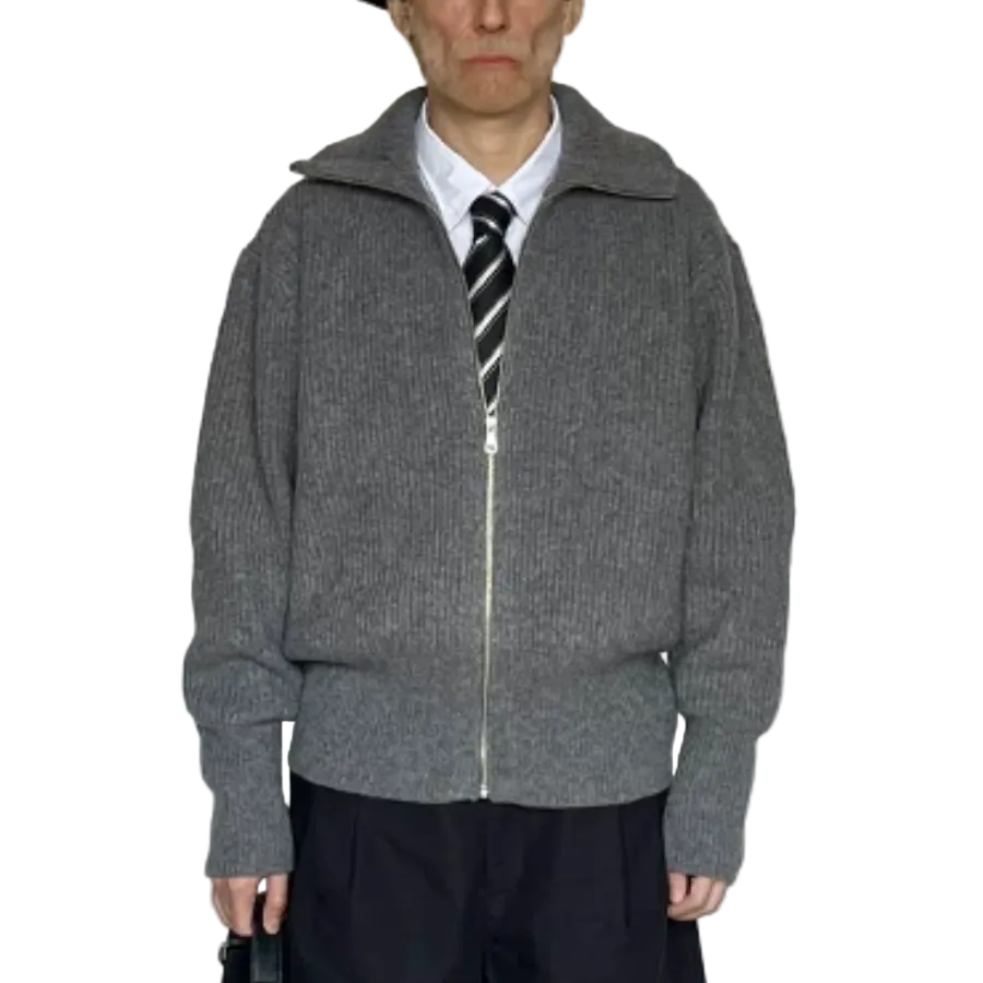 Wool lazy zip knit sweater