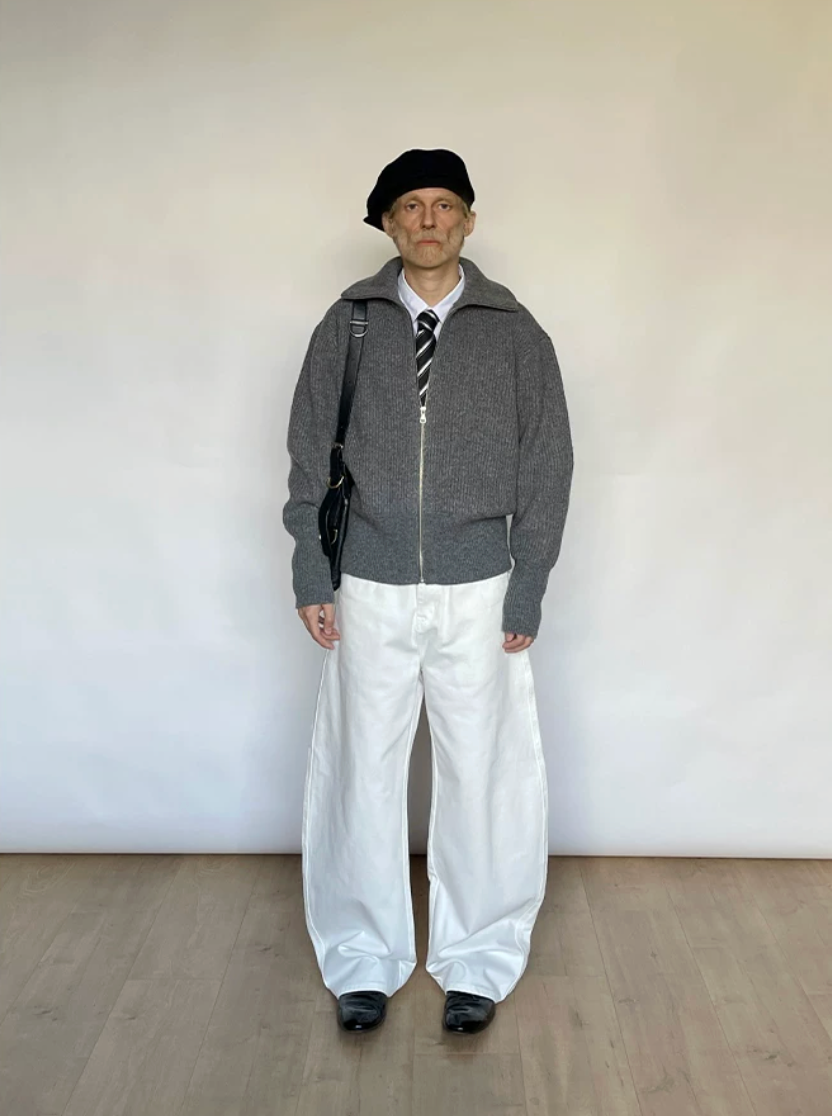 Wool lazy zip knit sweater