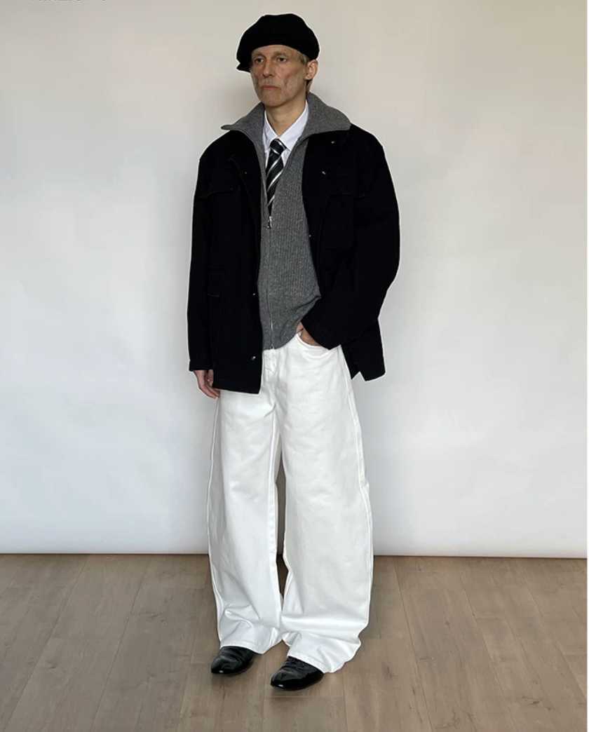 Wool lazy zip knit sweater