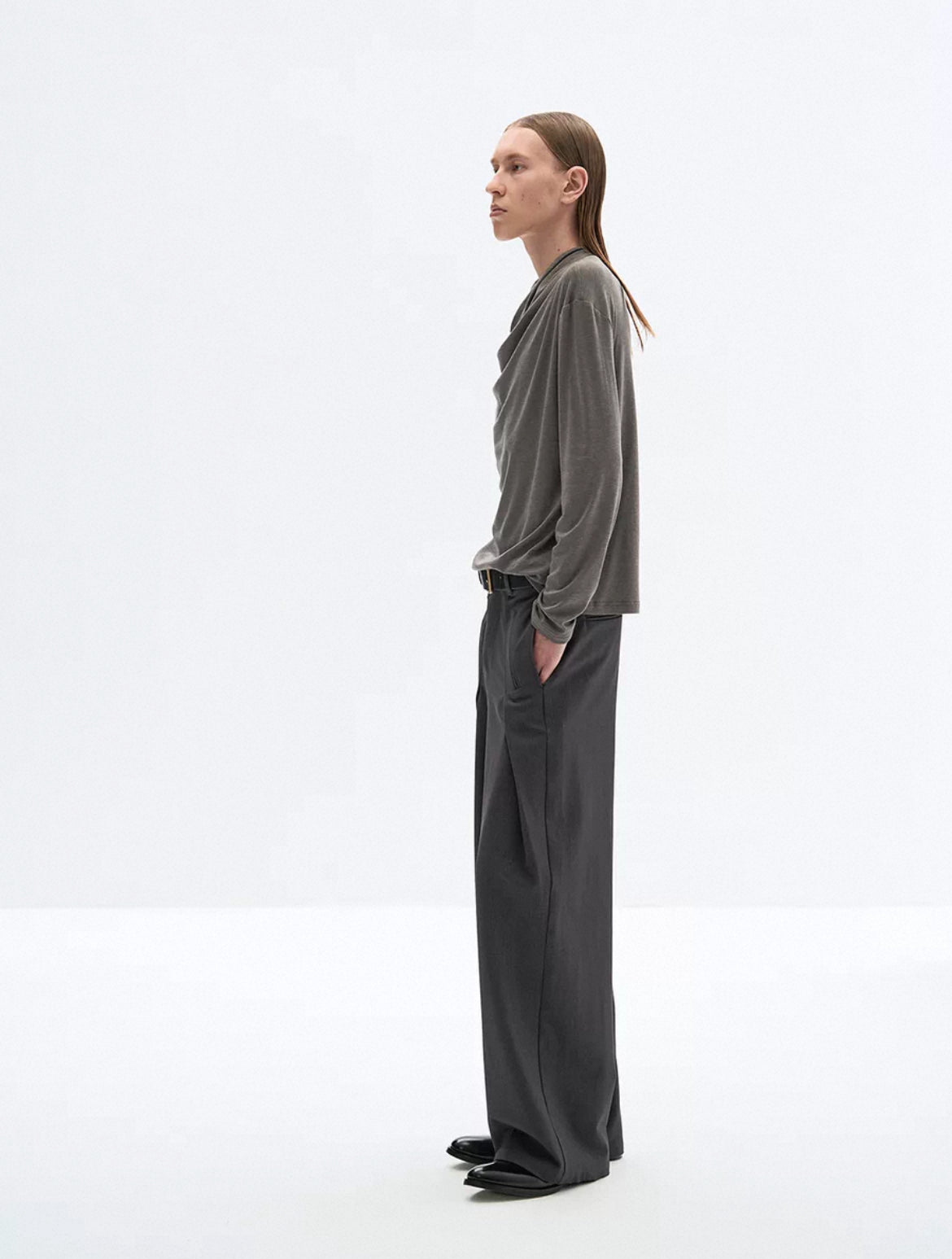 Wrap Neck Long Sleeve T-shirt