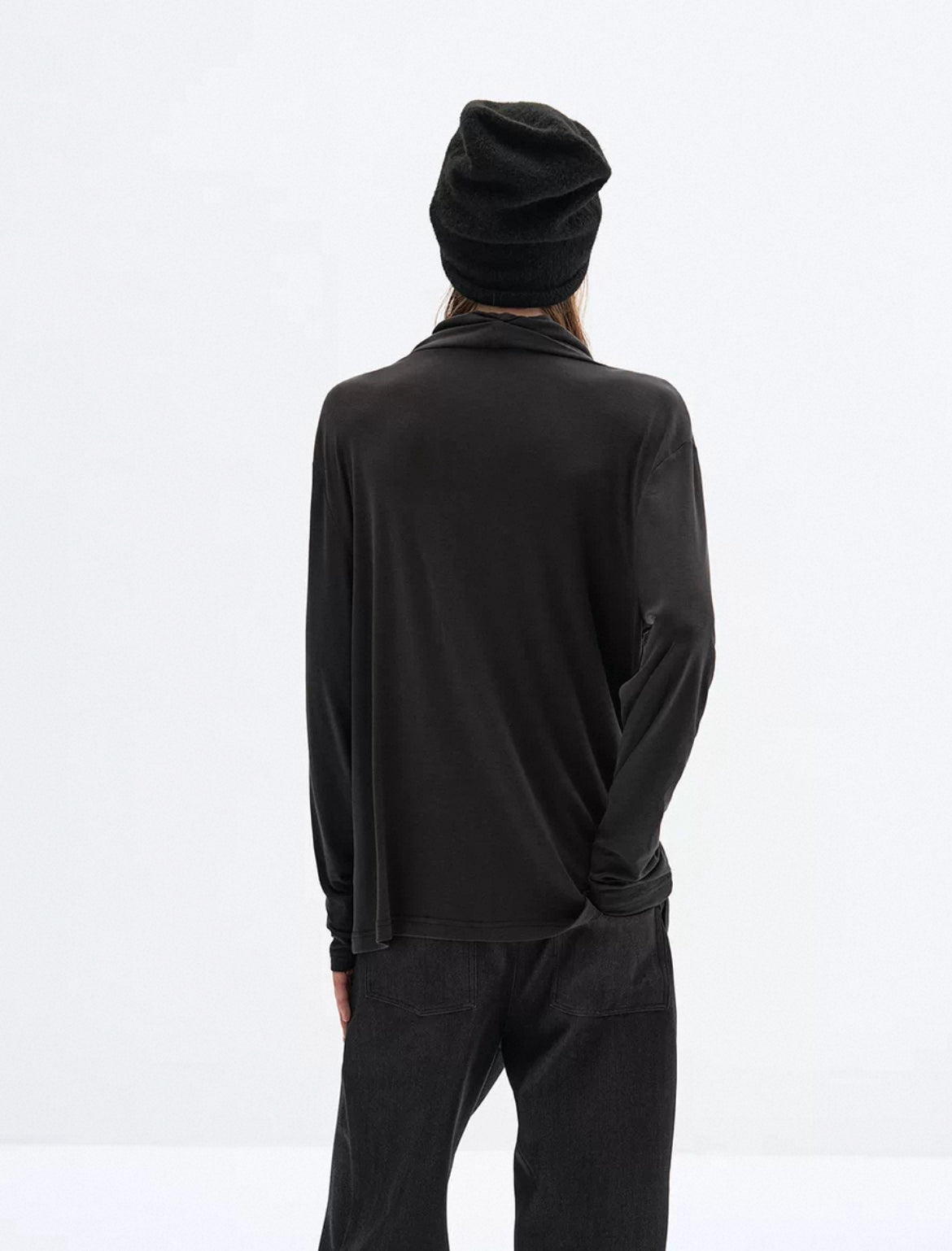Wrap Neck Long Sleeve T-shirt