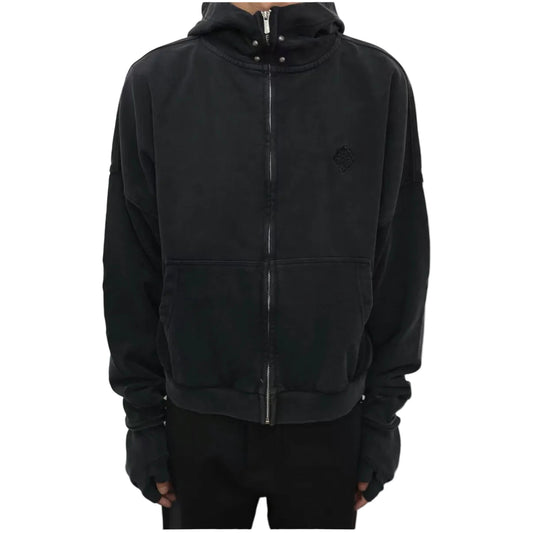 Embroidered rivets finger hoodie