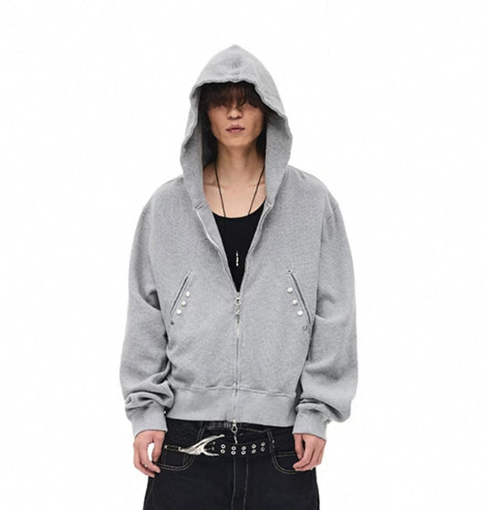 Studs Zip Hoodie