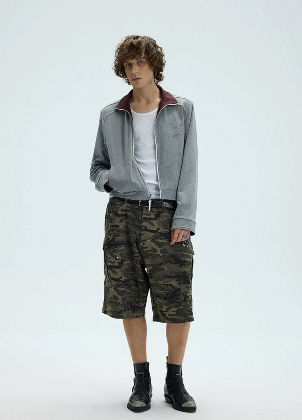 Reversible Checkered Stand up collar jacket