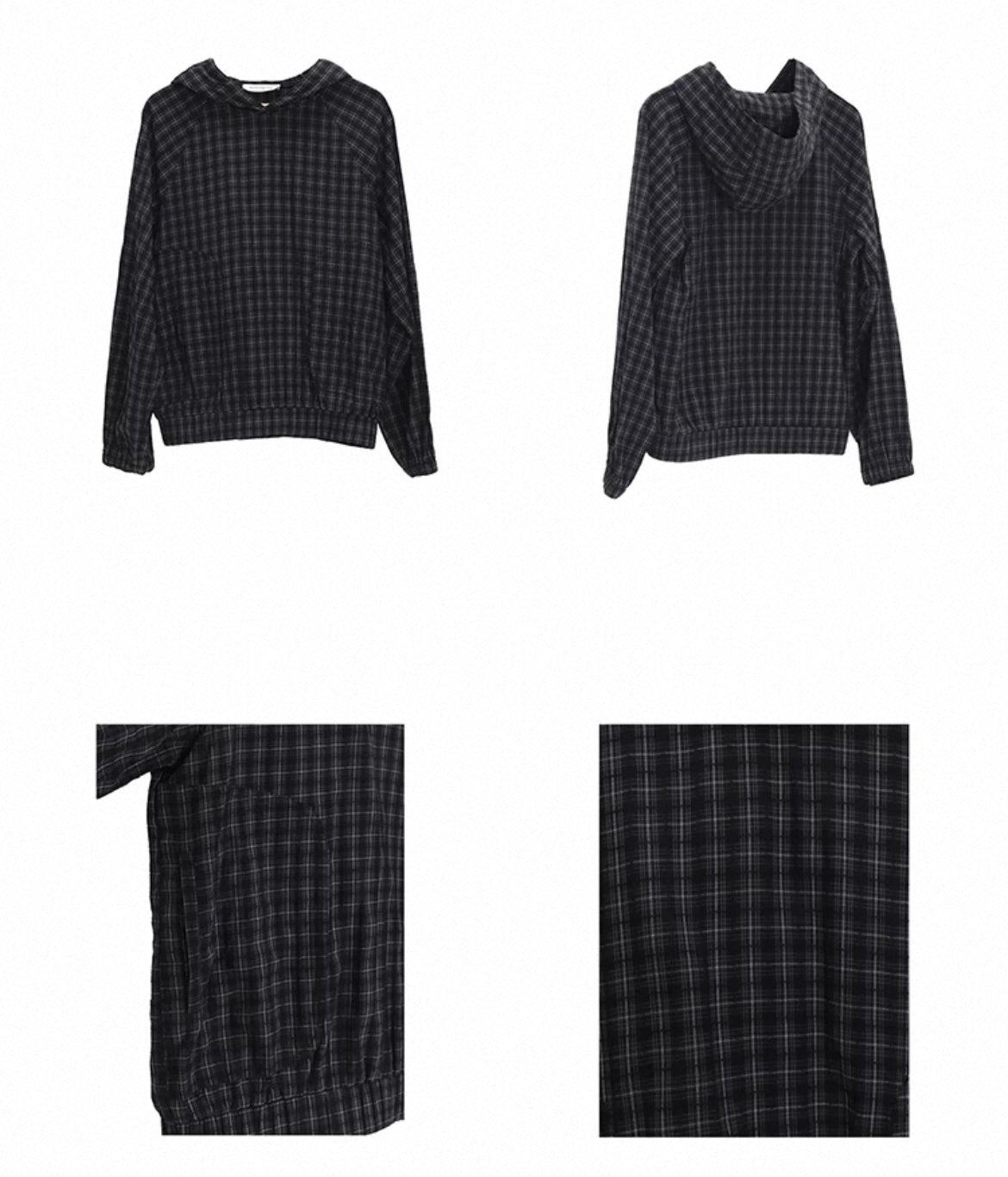 Plaid Curved Pocket Hoodie