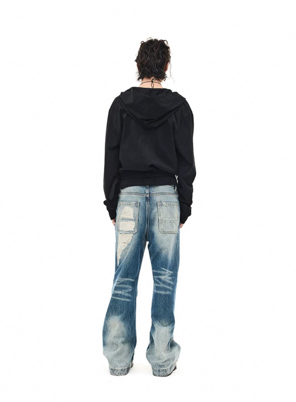 Drawstring V Neck Hoodie