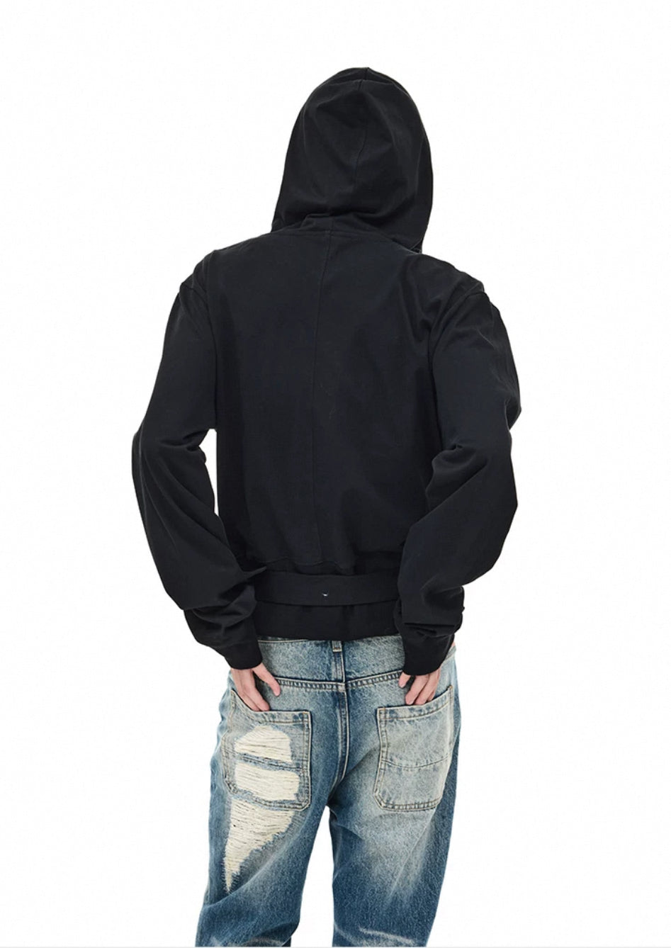Drawstring V Neck Hoodie