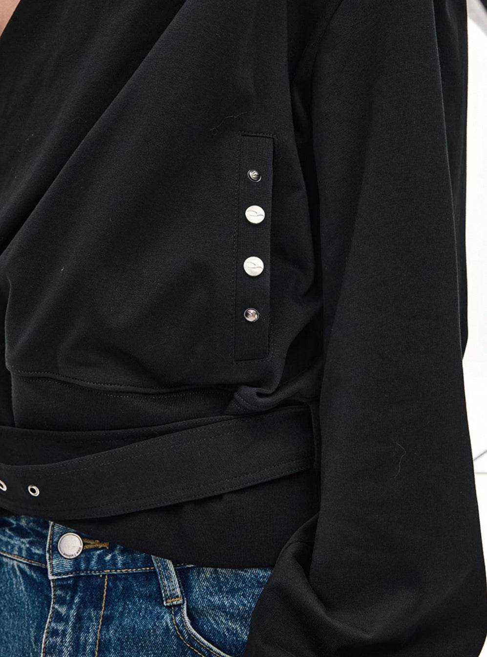 Drawstring V Neck Hoodie