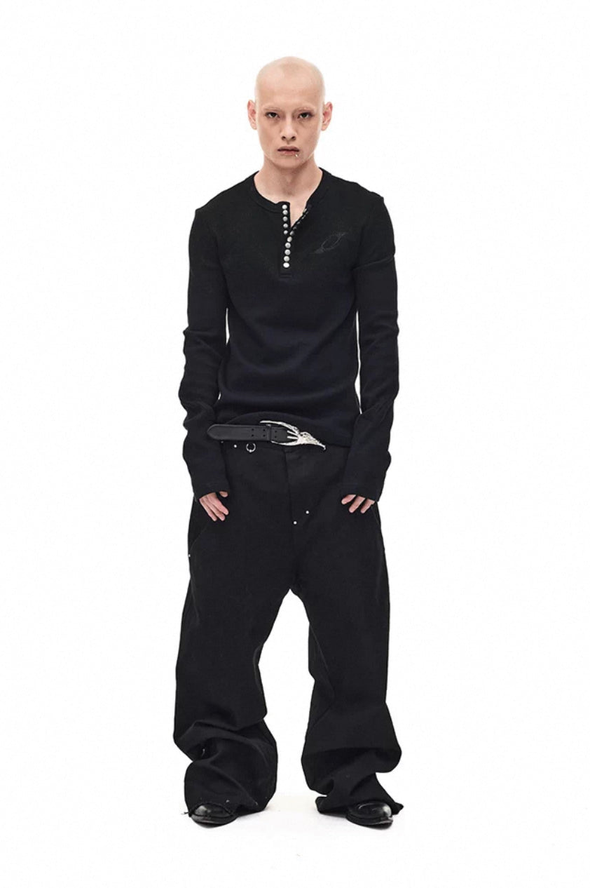 Waffle Henry Collar Long Sleeve T-Shirt