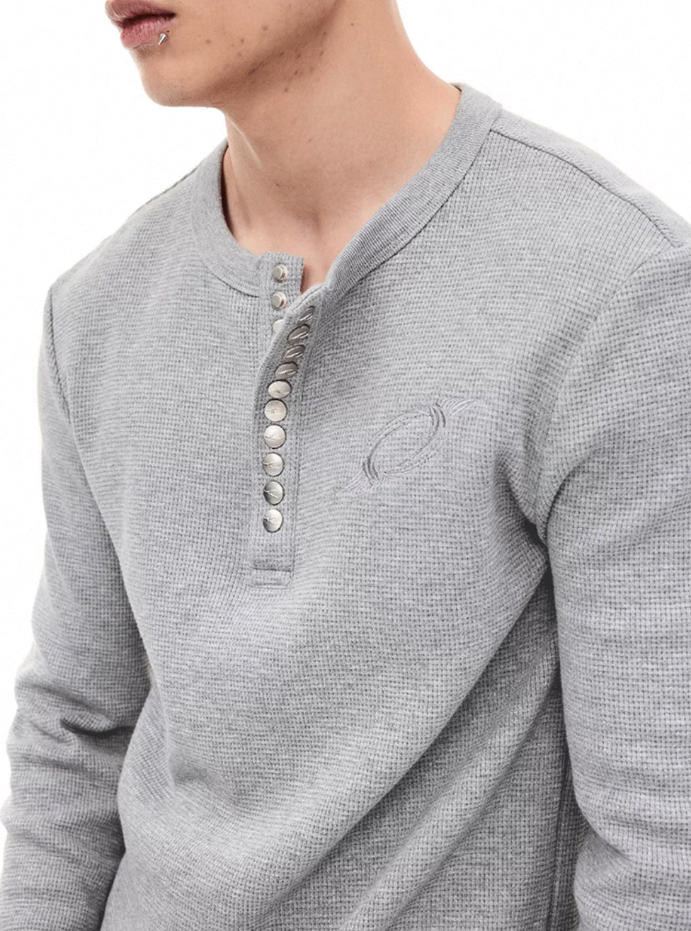 Waffle Henry Collar Long Sleeve T-Shirt