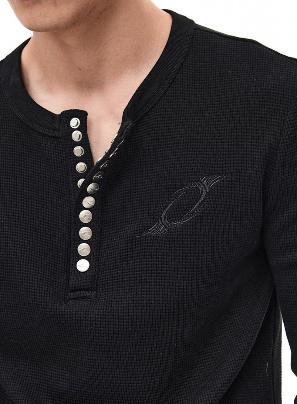 Waffle Henry Collar Long Sleeve T-Shirt