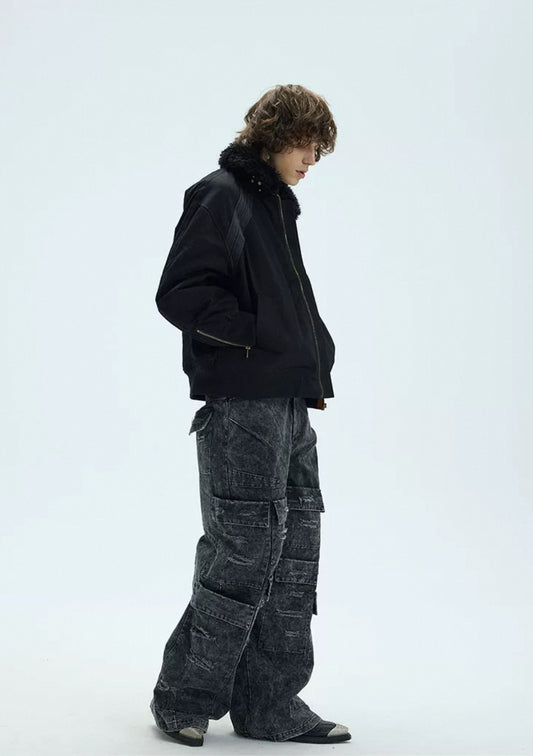 Fur Collar Padded Bomber Jacket