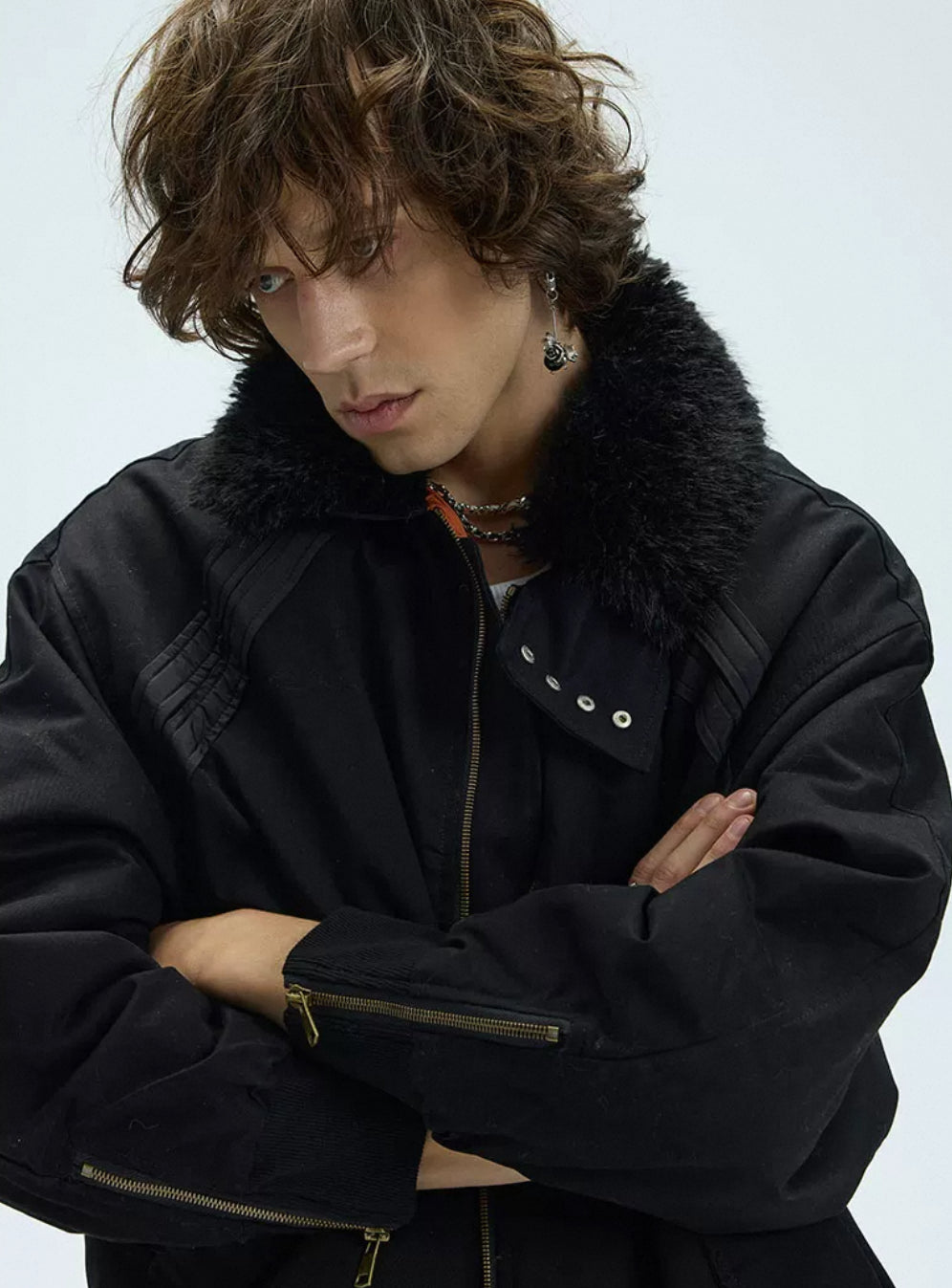 Fur Collar Padded Bomber Jacket