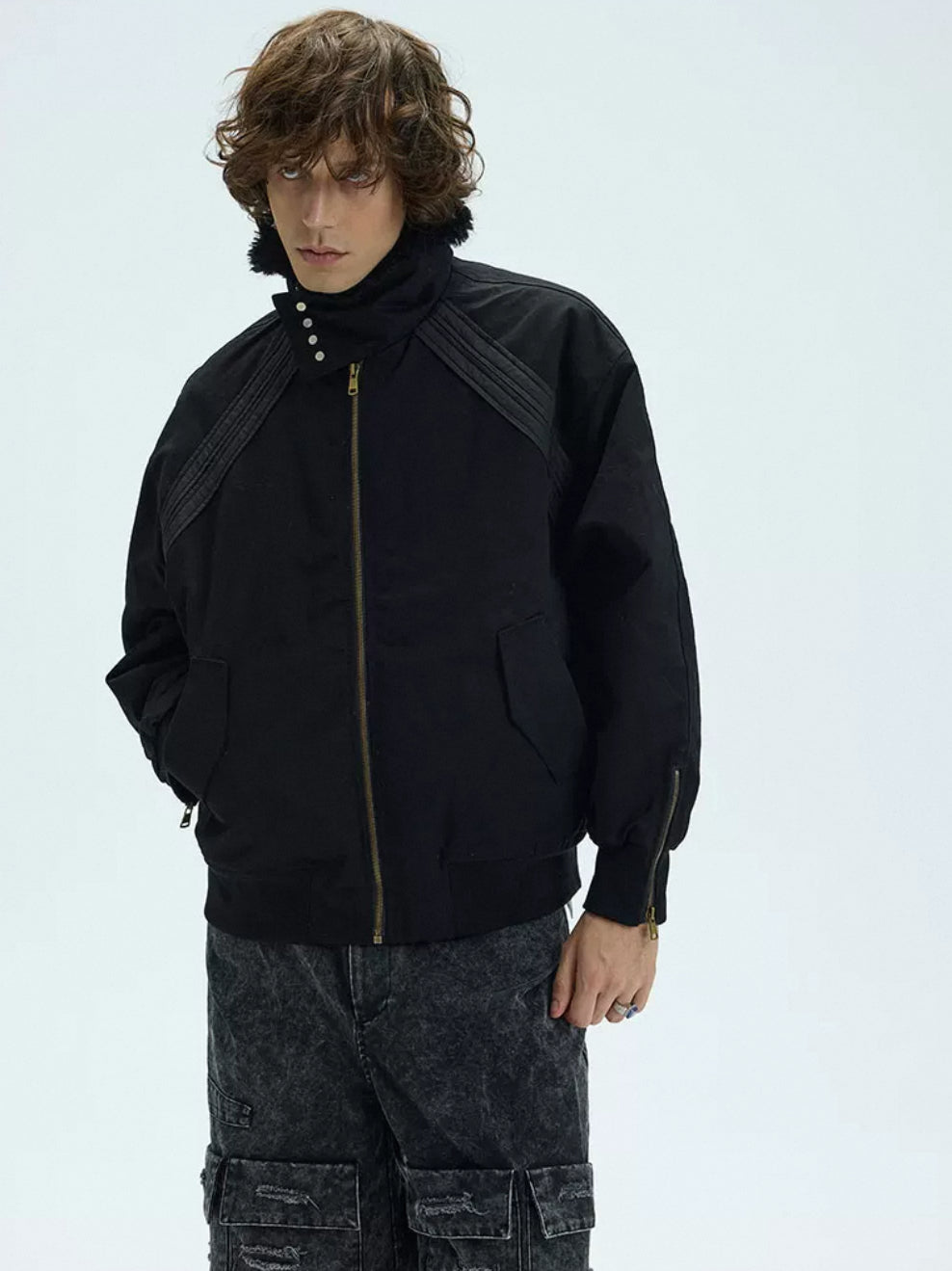 Fur Collar Padded Bomber Jacket