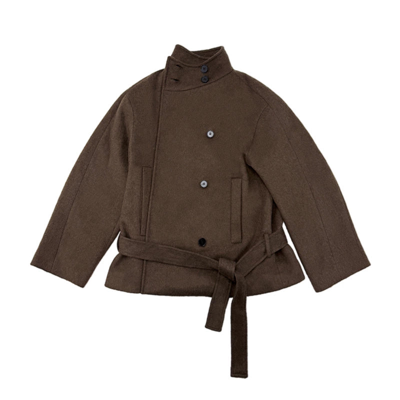 Cropped Shoulder Wool Coat