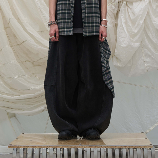 Checked docking Baggy jeans