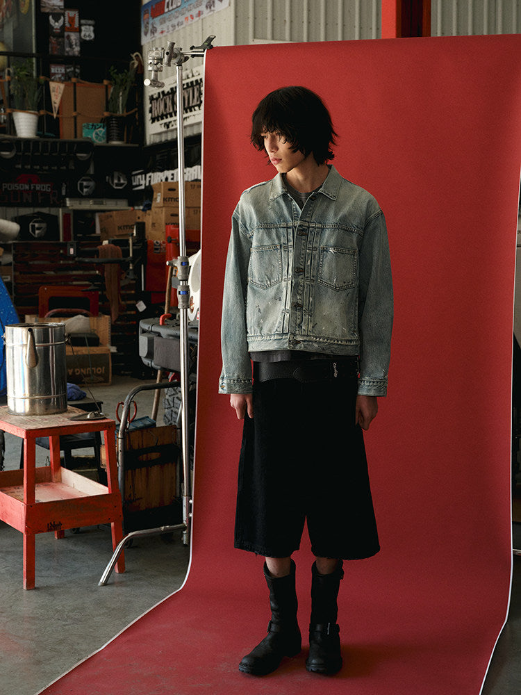 BLACK WASH BAGGY SHORTS