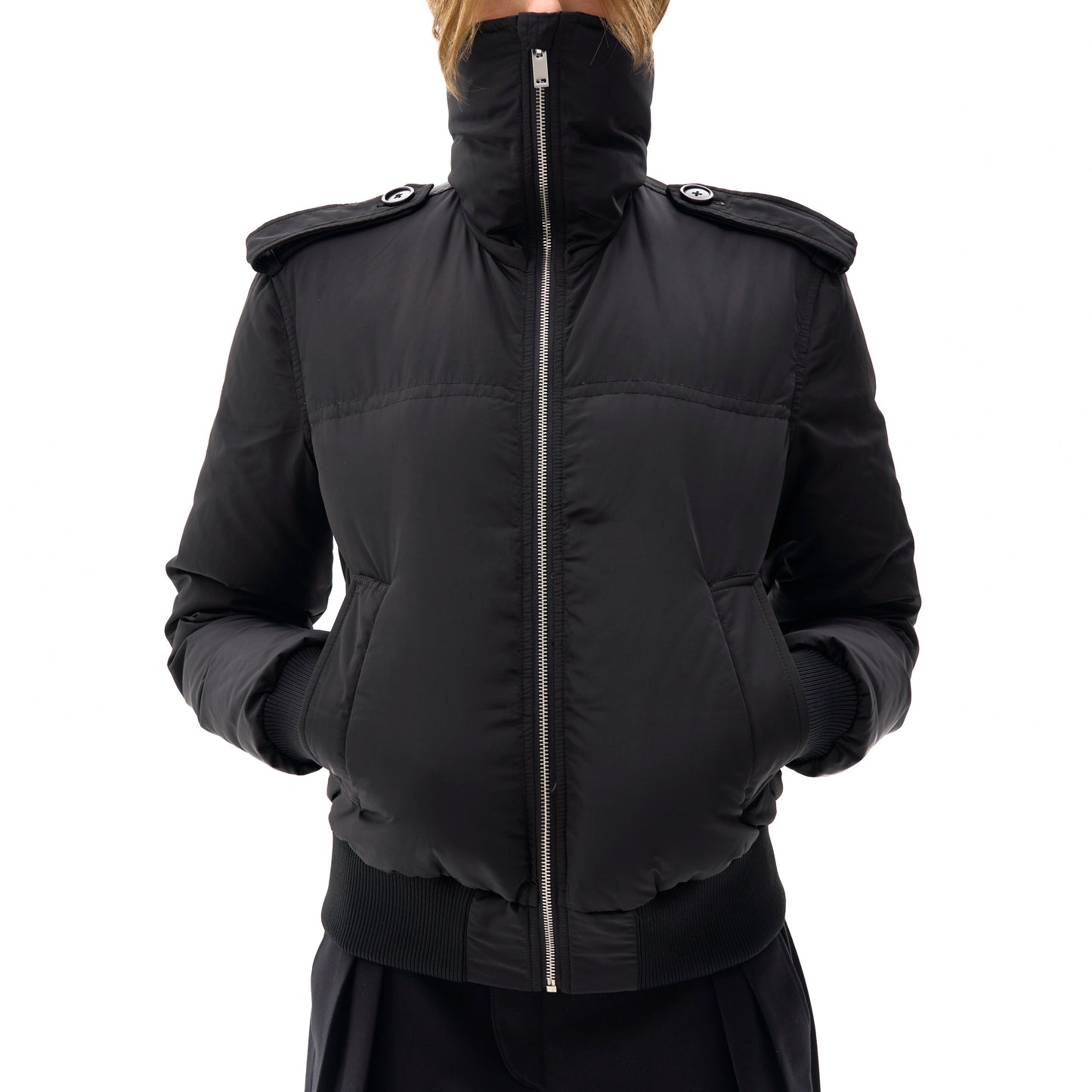 Scarf Collar Zipper Duck Down Jacket