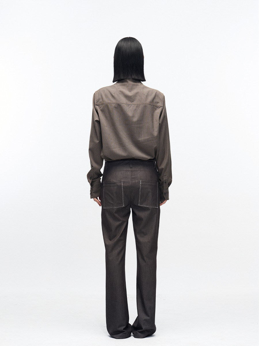 Oak spliced plaid shirt