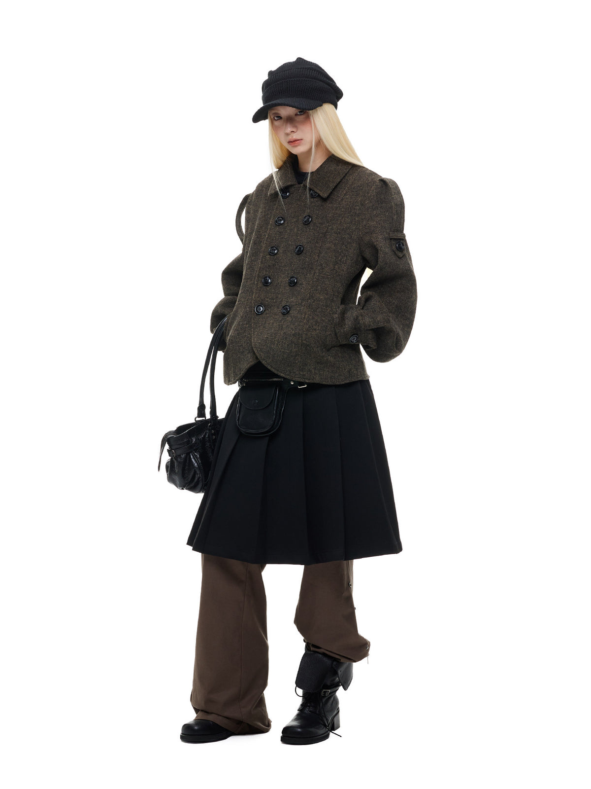Double-Breasted Short Wool Jacket