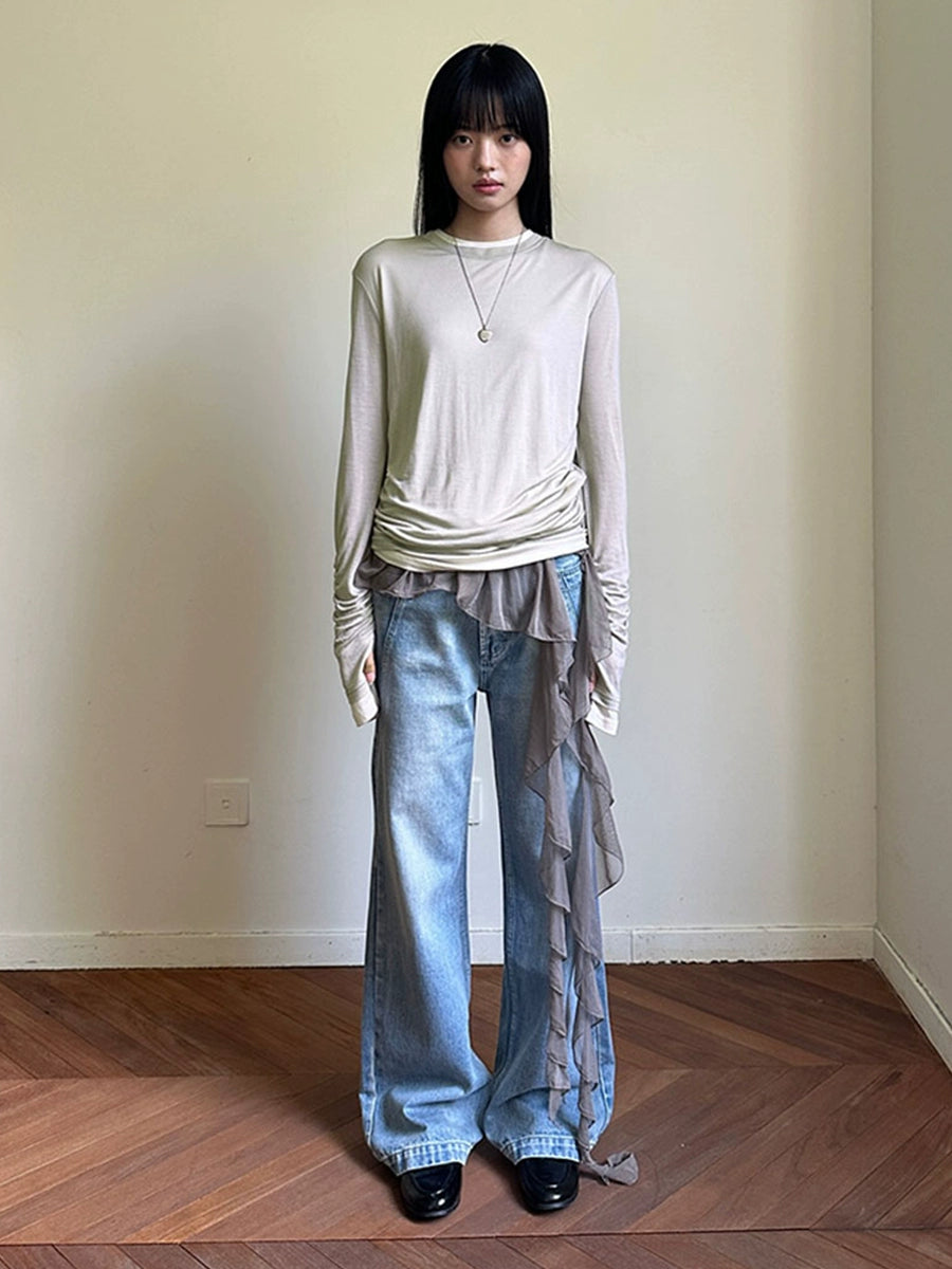 Layered long-sleeve T-shirt