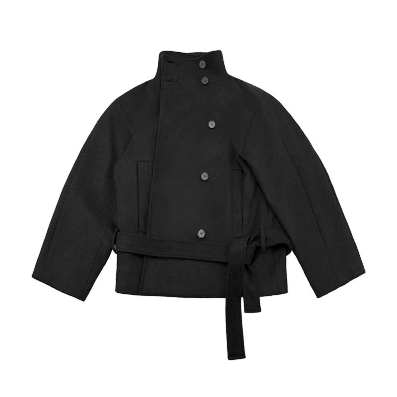 Cropped Shoulder Wool Coat