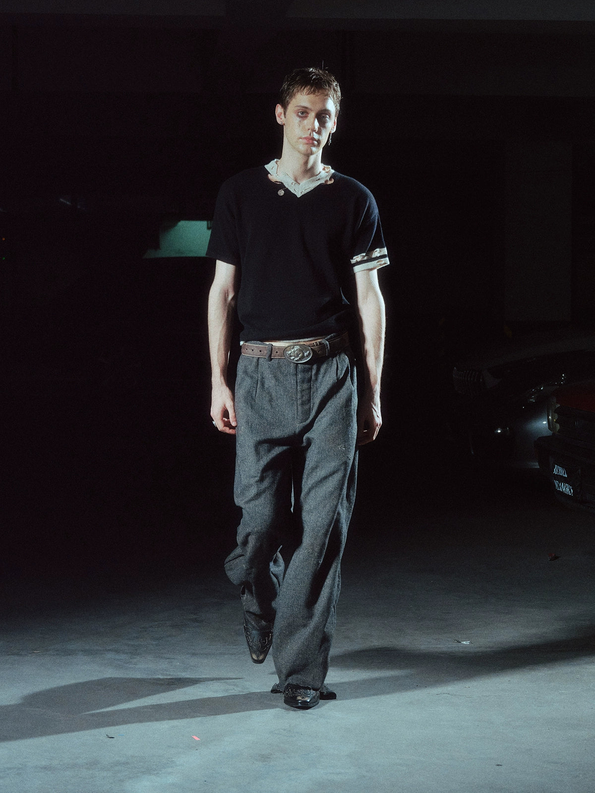 Dirty Mud Destroys Ankle Herringbone Trouser