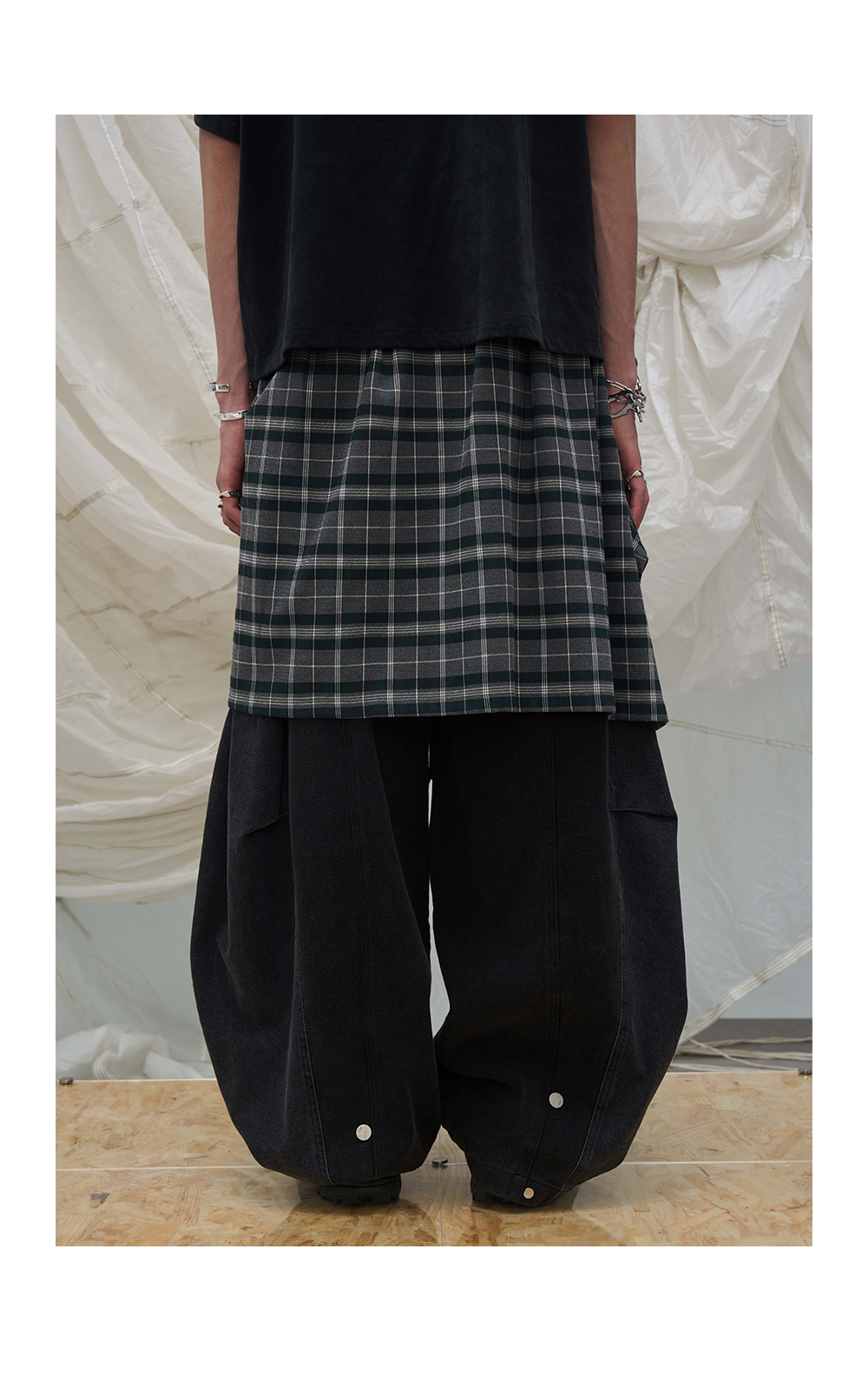 Checked docking Baggy jeans