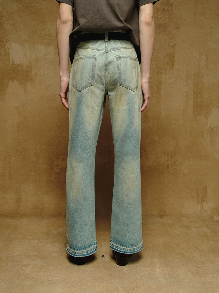 Ice Blue Dirty Bootcut Jeans