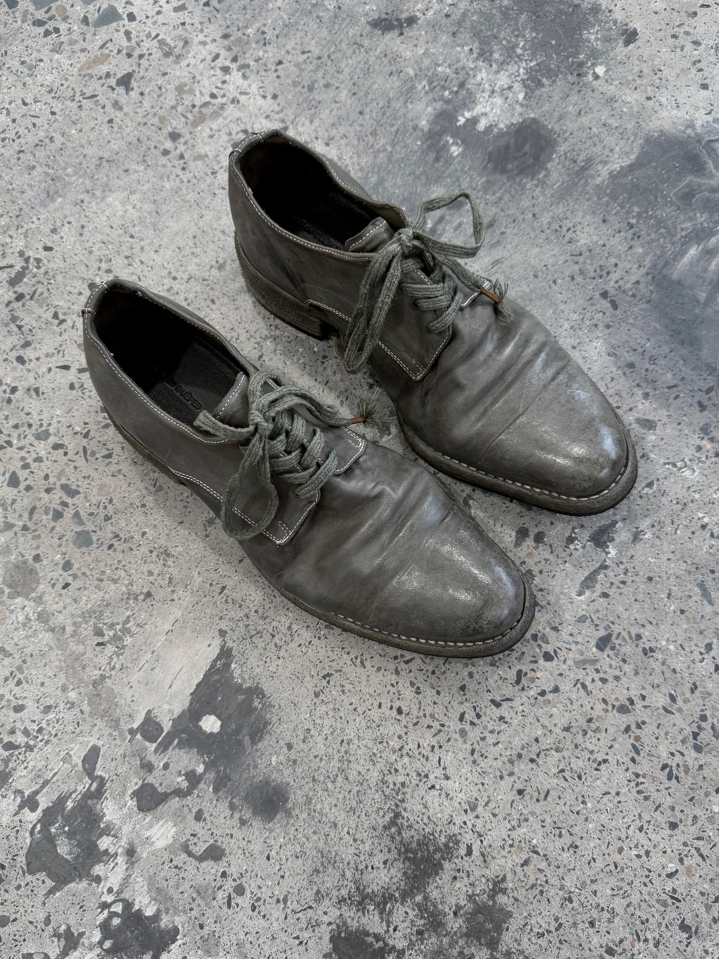 Washed craftsman derby leather shoes