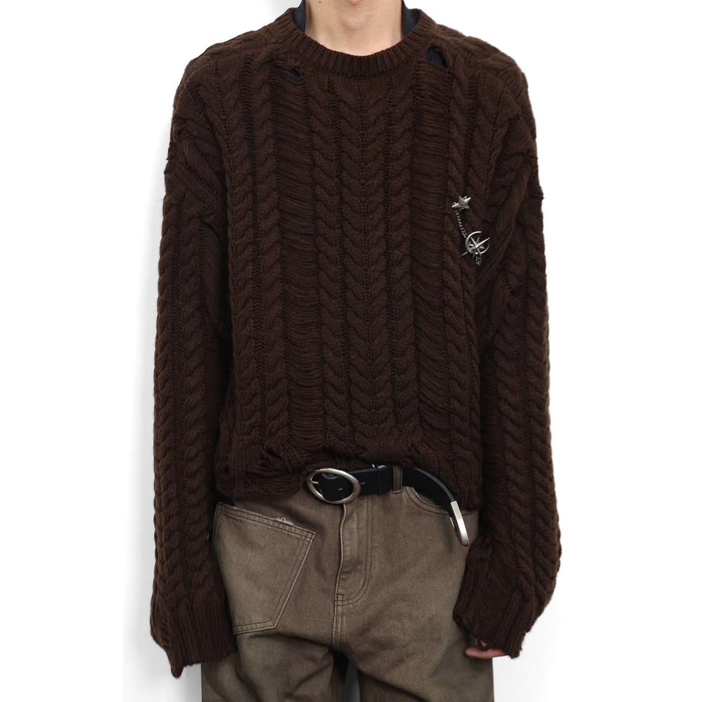 Brooch Cable Coarse Knit