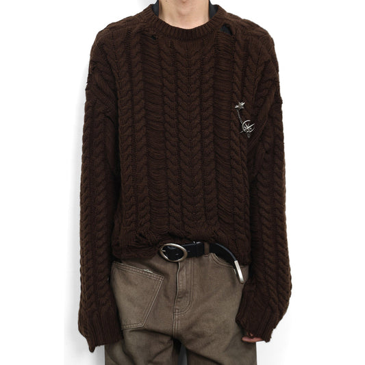 Brooch Cable Coarse Knit