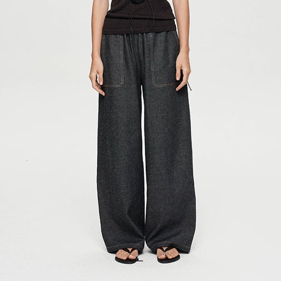 Linen Wide Leg Straight Trouser