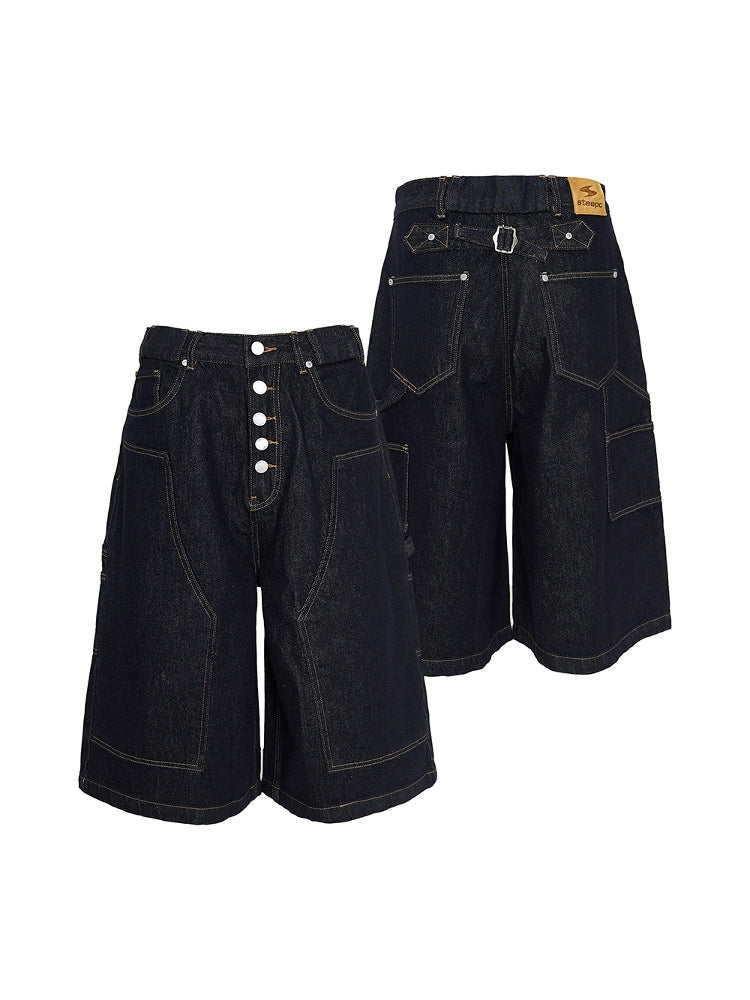 Washed cargo cropped jorts