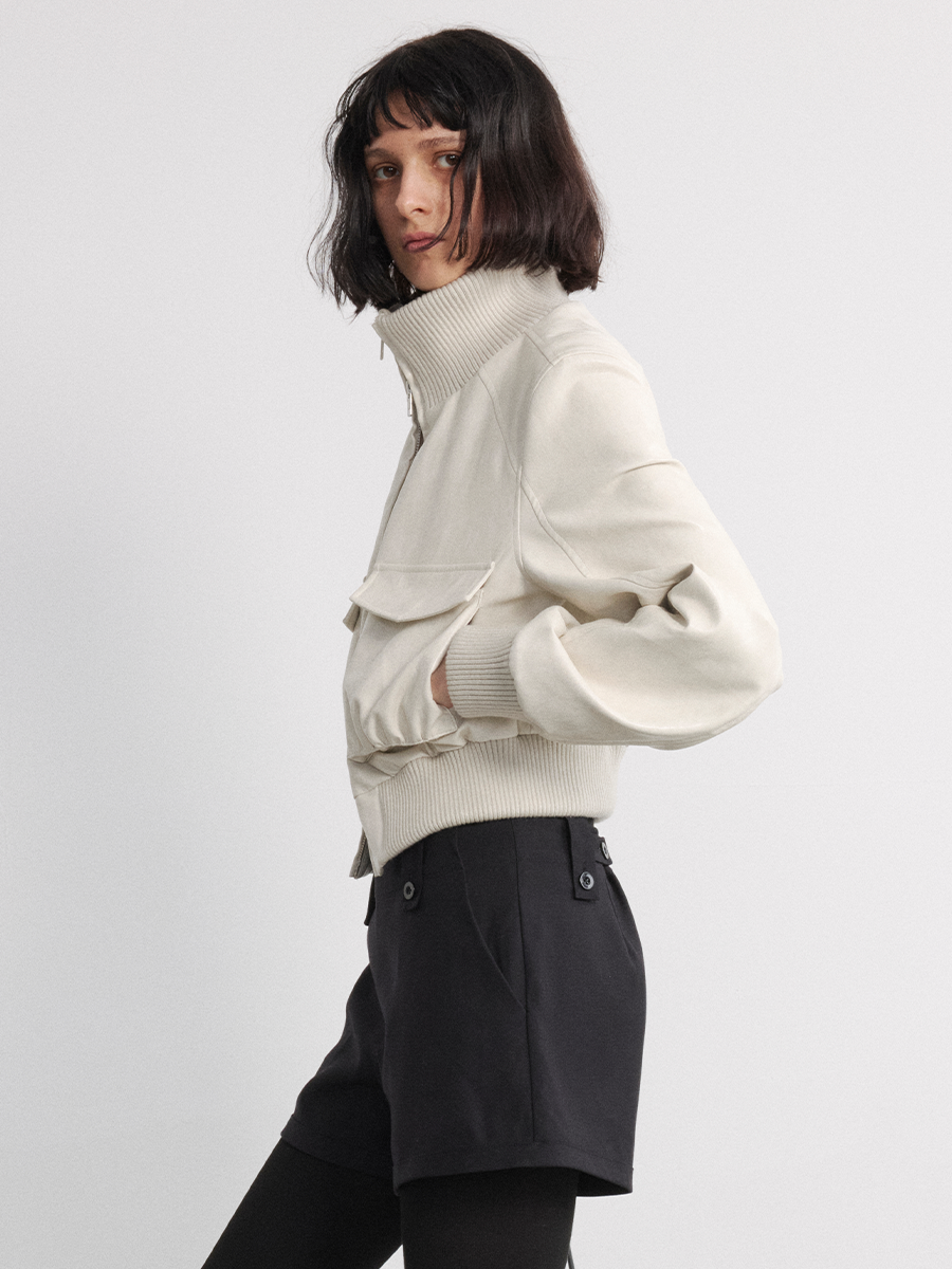 Oil-wax PU Leather Cropped Leather jacket