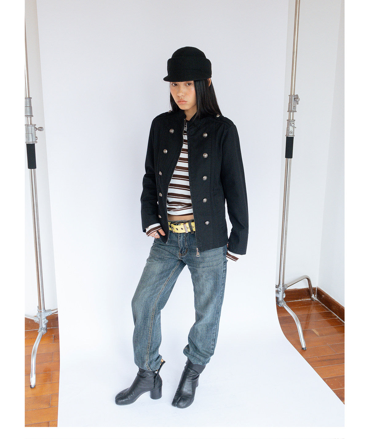 Metal Buckle Double-breasted Napoleon Jacket