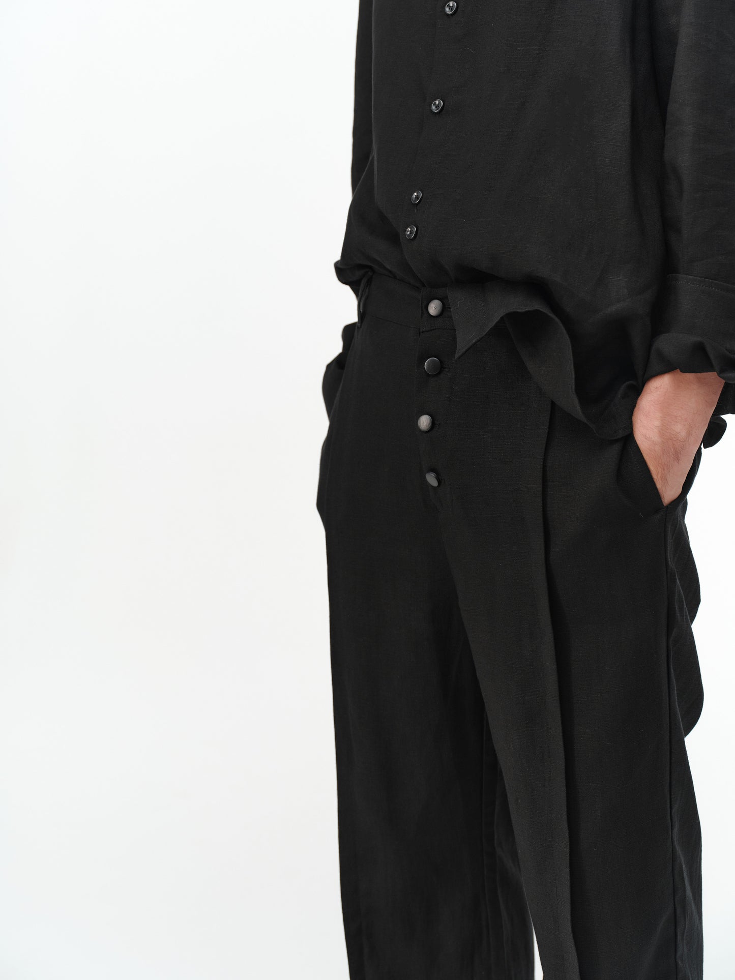 Vertical pleats draped trousers