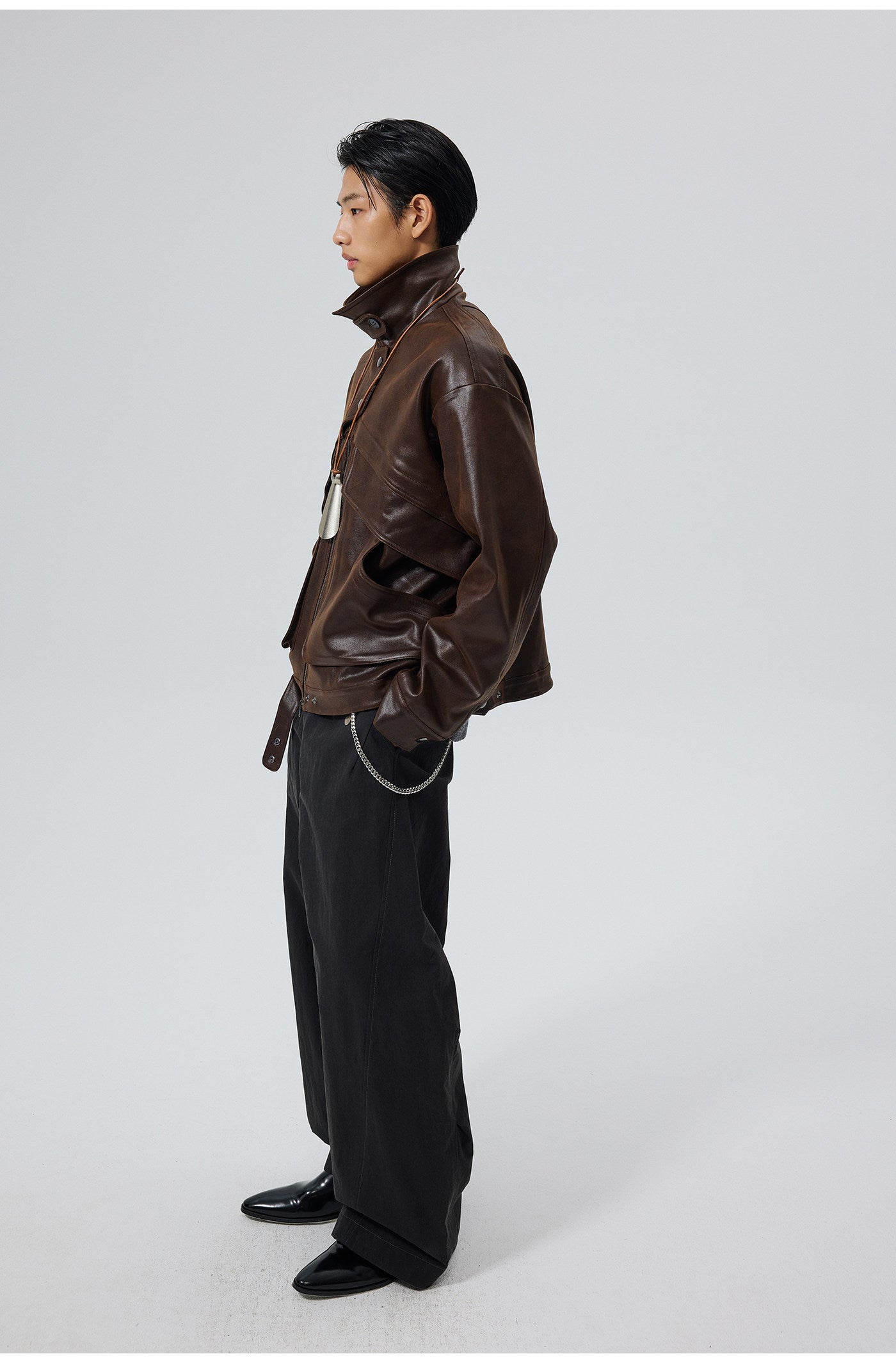 Heavy Texture Matte Gloss PU Leather Jacket