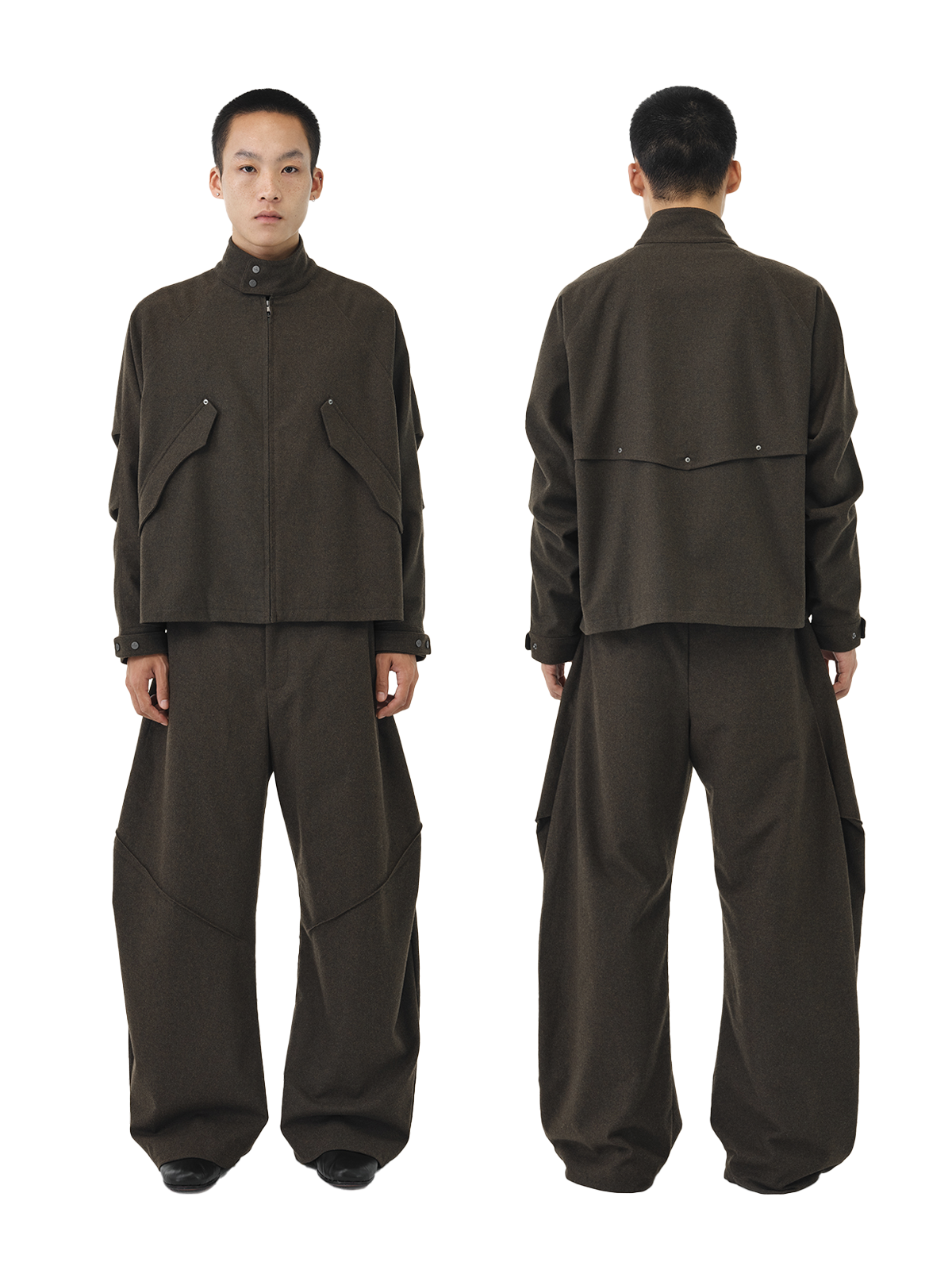 Wool soft high neck jacket