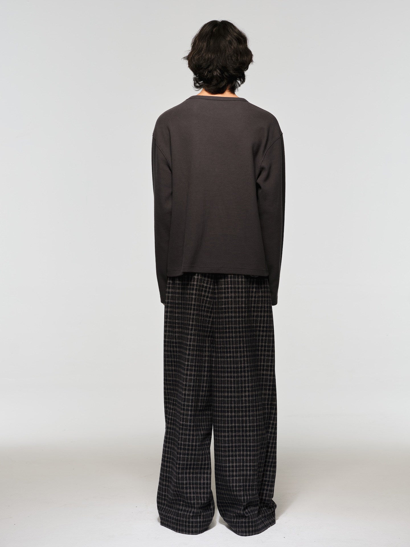Plaid Wool Wide-Leg Pants