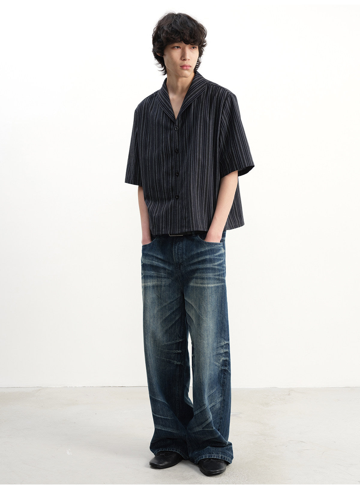 3D pressed pleats washed Jeans