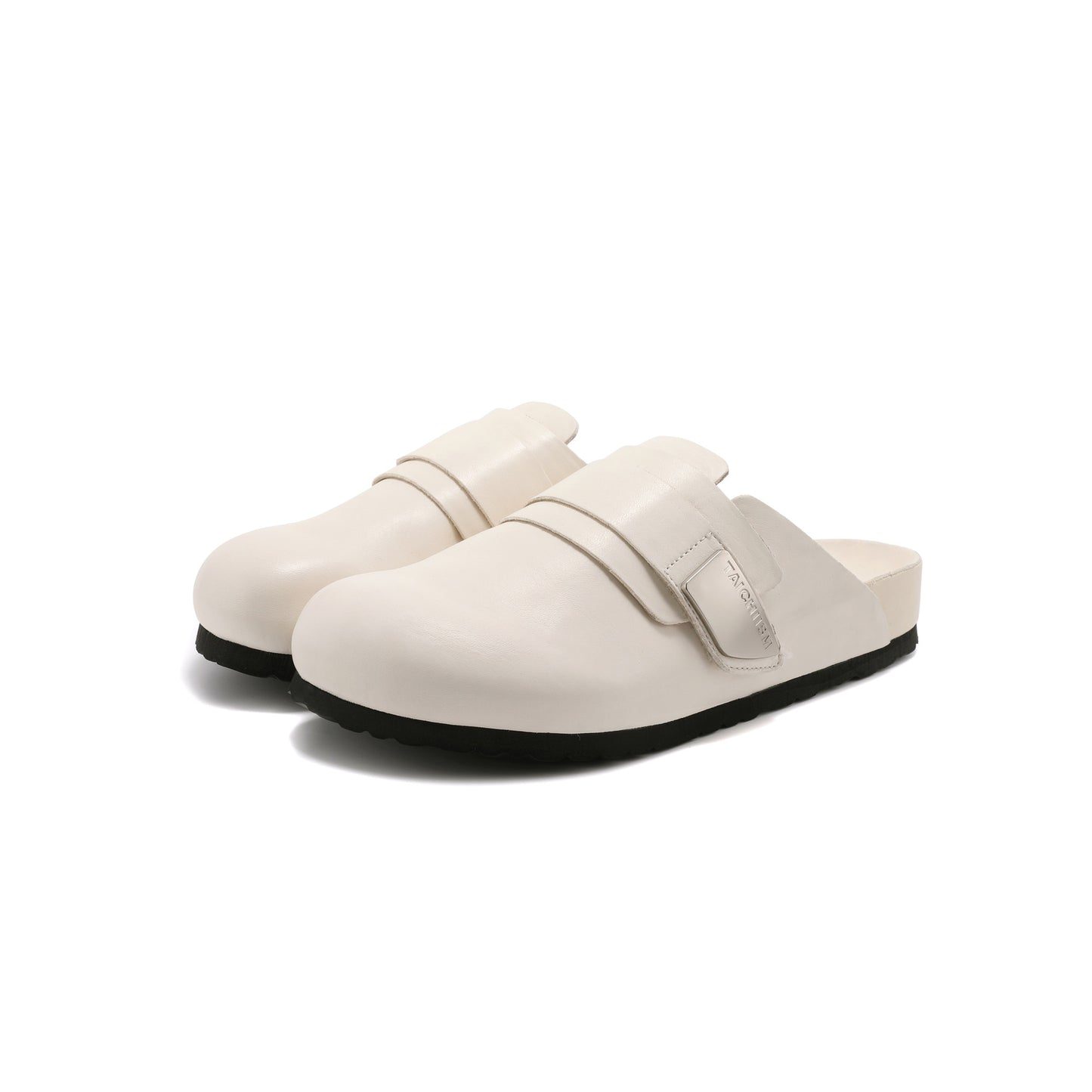 Washed leather mule