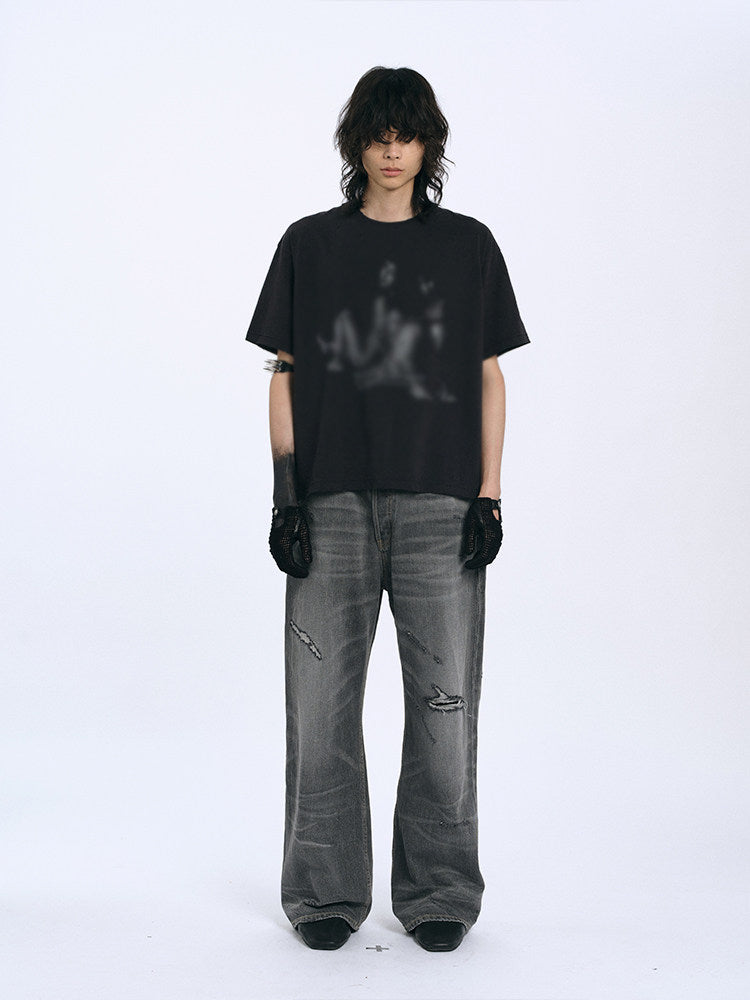 VELVET GIRLS* Washed old short-sleeved t-shirt